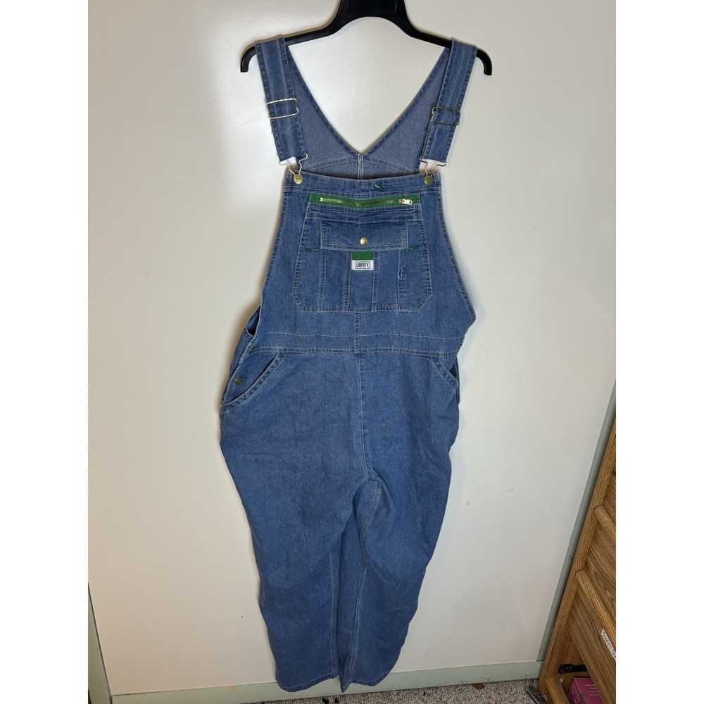 Liberty Overalls Womens Blue Denim Bib Overalls Medium Wash Size 1X Button Side